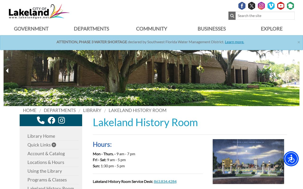Lakeland History Room services for city directory and family research
