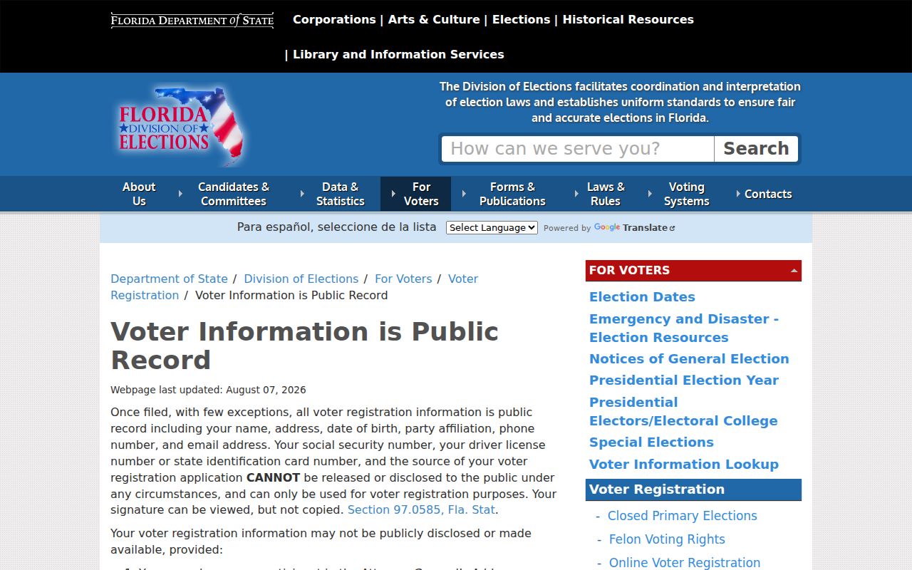 Lakeland neighbors Florida public voter information rules