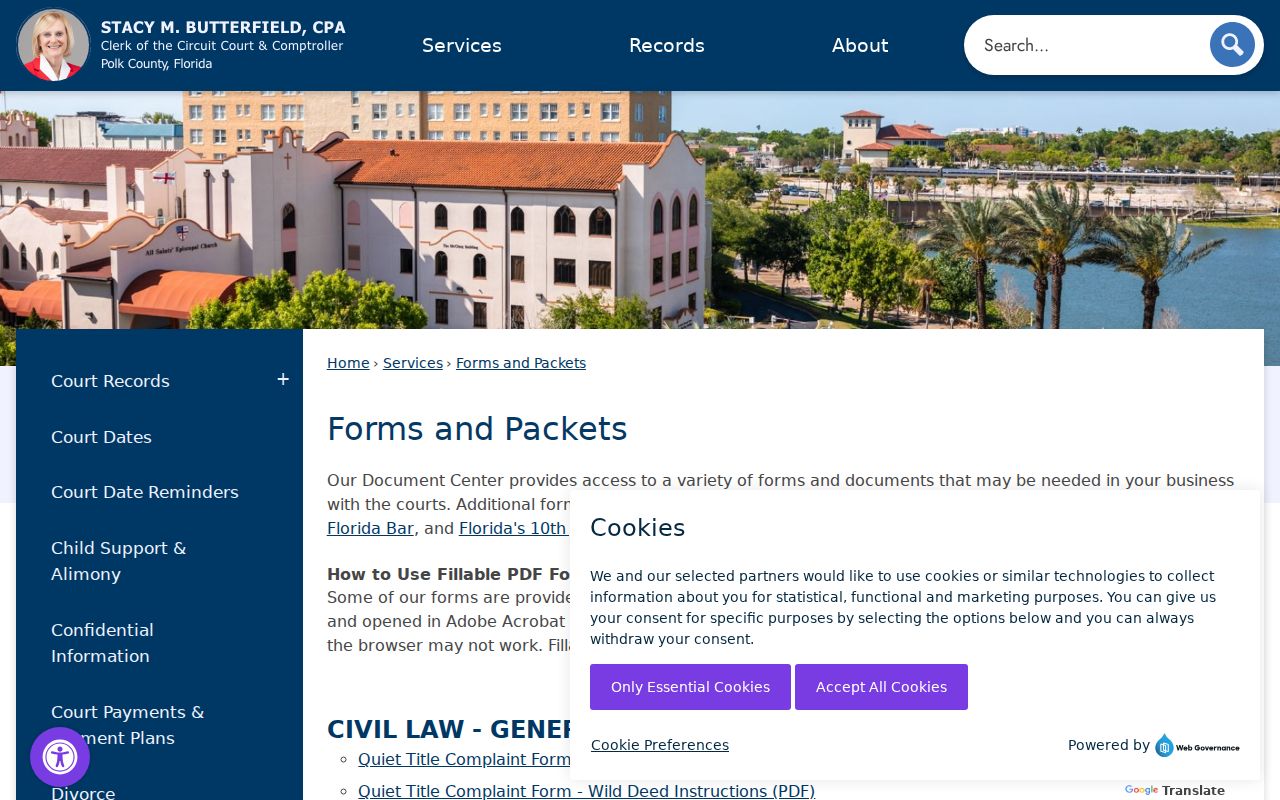Lakeland previous residents Polk Clerk records forms