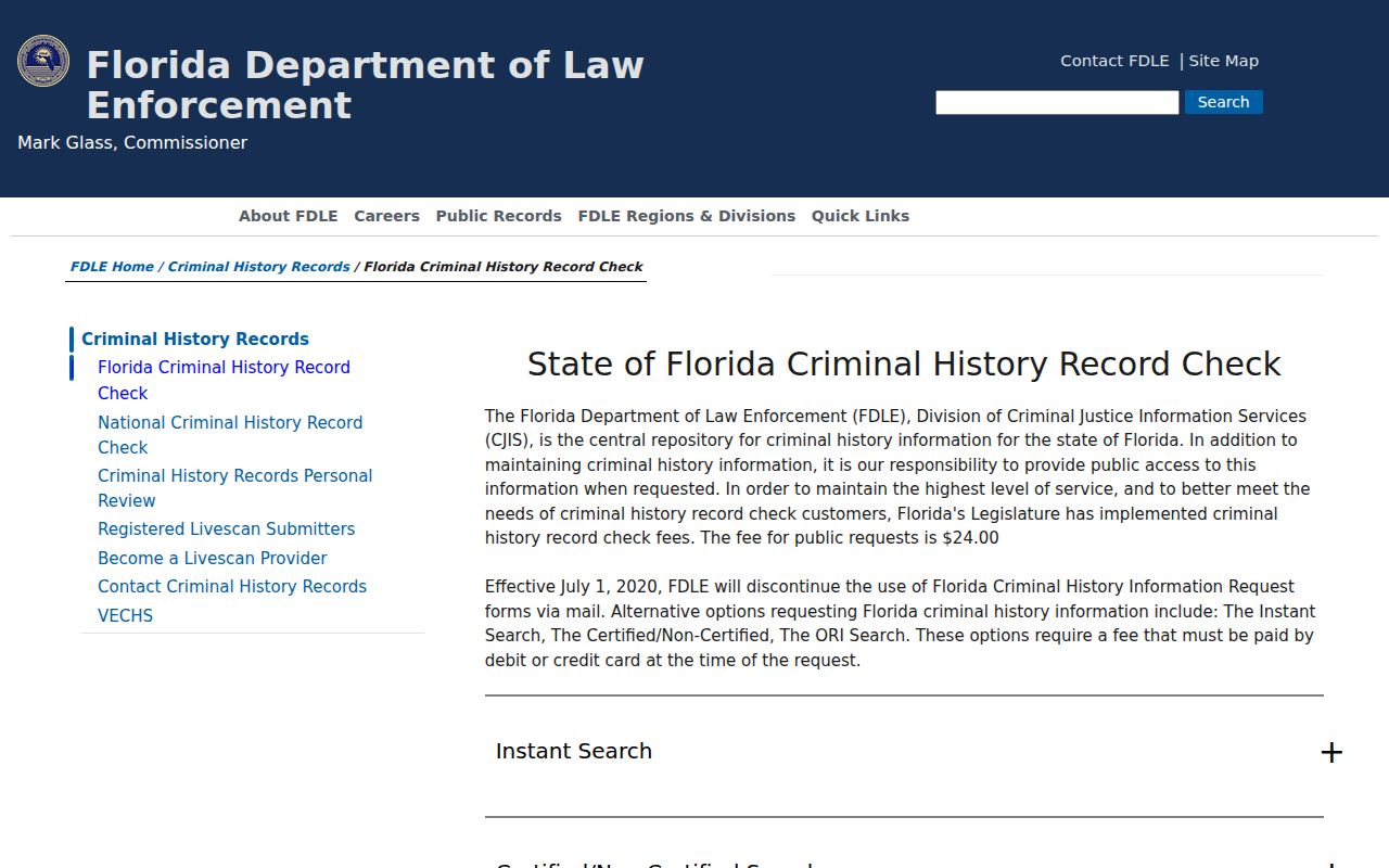 Lakeland resident lookup through FDLE Florida records