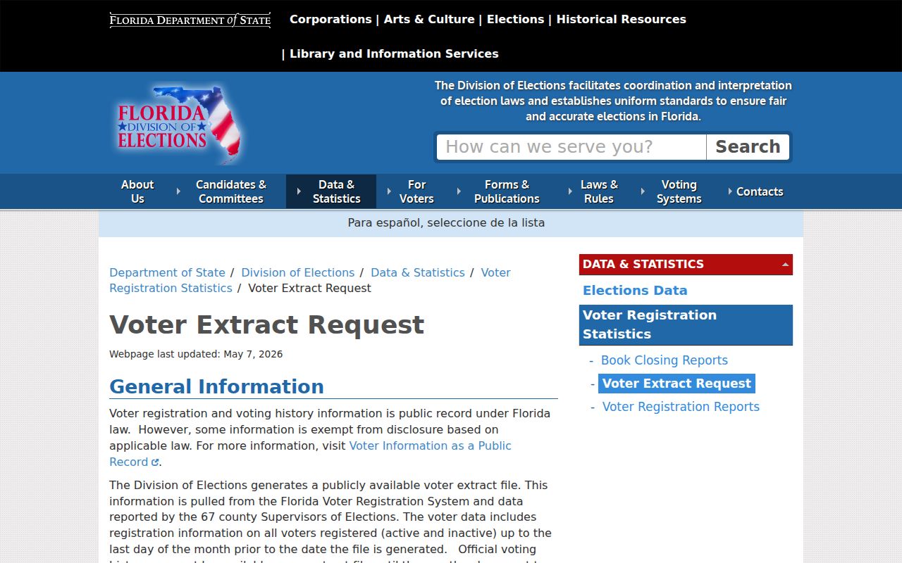 Lakeland ZIP code directory voter extract request